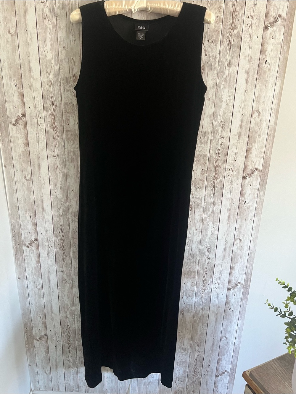 Eileen Fisher Black Sleeveless Velvet Maxi Dress Cocktail Classy Simple Medium